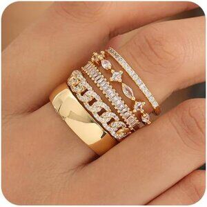Stackable Gold Rings for Women Non Tarnish 14K Gold Plated